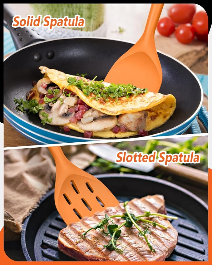 Pack of 2 Silicone Spatula, Non Stick Cooking Utensil Set, Wooden Handle - Image 5