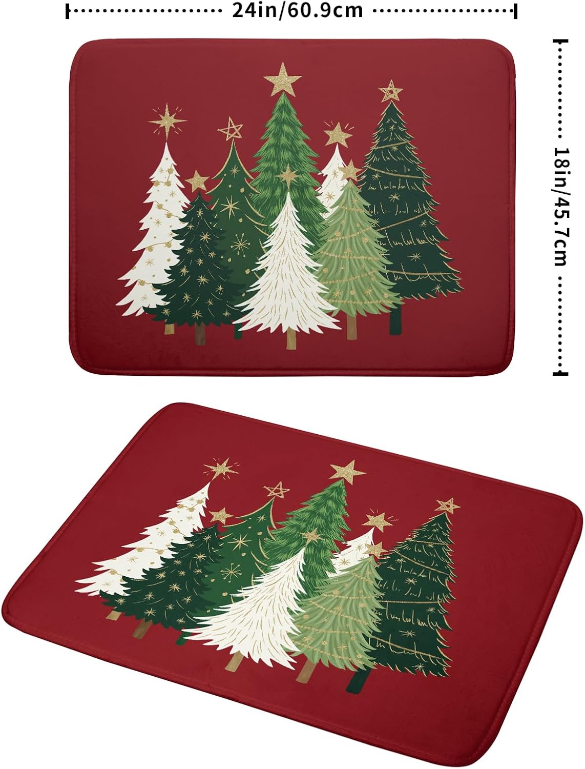 Christmas Dish Drying Mat for Kitchen Counter 18x24 Dark Red Winter
