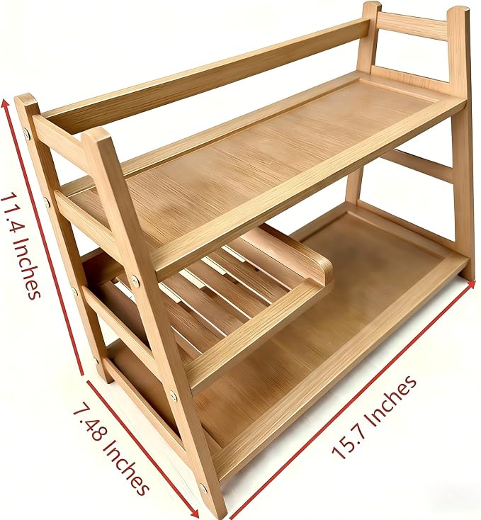 3 Tier Bamboo Matcha Station, coffee station organizer Shelf - Image 5