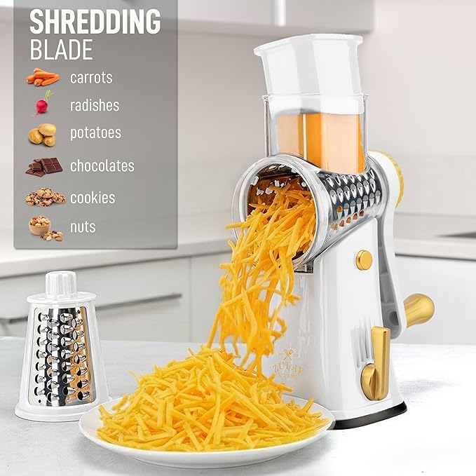 Zulay Kitchen Rotary Cheese Grater 5 Blade Cheese Shredder - Image 3
