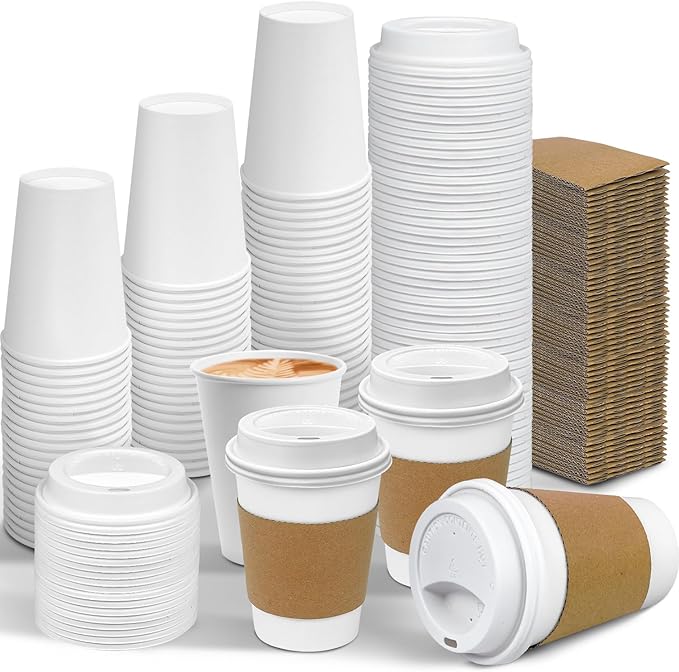 Ginkgo 100 Pack 12 oz Leak-Proof Coffee Cups by HOME