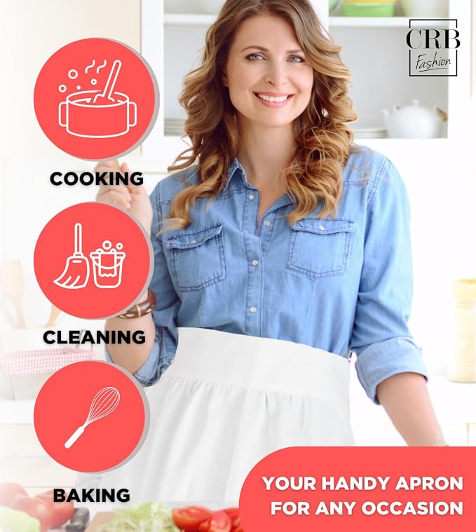 CRB Fashion Waist Apron Kitchen Cooking Restaurant Cotton Bistro Half Aprons - Image 2