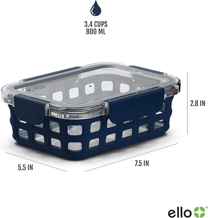 Ello Duraglass 3.4 Cup Meal Prep Sets 6Pc, 3 Pack Set- Glass Food Storage - Image 3