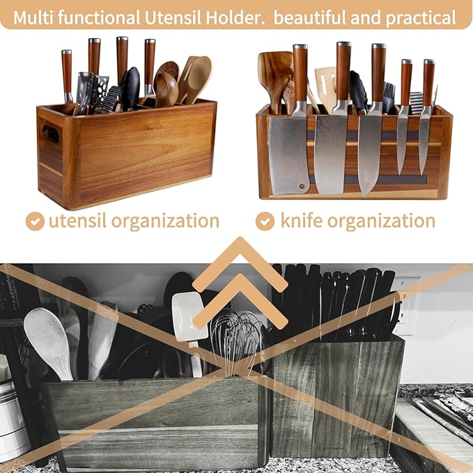 Wooden Kitchen Utensil Holder Organizer - Image 3