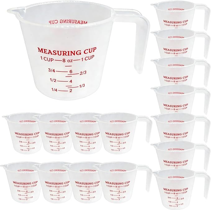16 Pcs 1 Cup Capacity Plastic Measuring Cup, 8 Oz/250 ml Clear Graduated by Unknown