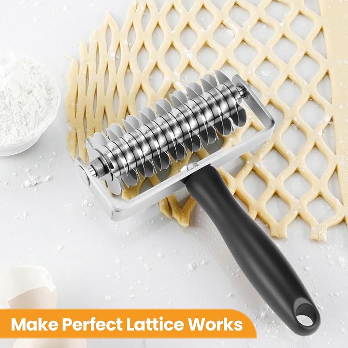 Ecavria Pastry Lattice Roller Cutter, Premium Stainless Steel Lattice Dough - Image 2