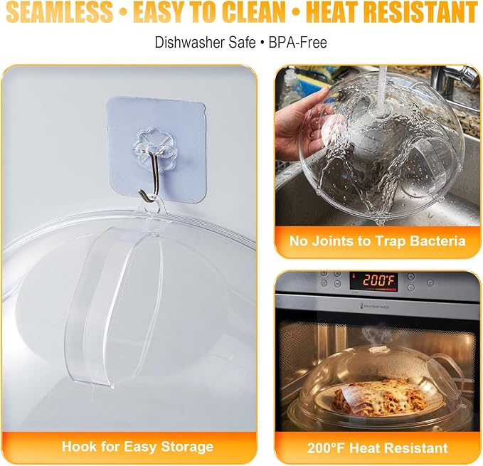 Microwave Splatter Cover for Food 12", Large Clear Microwave Splash Guard - Image 7