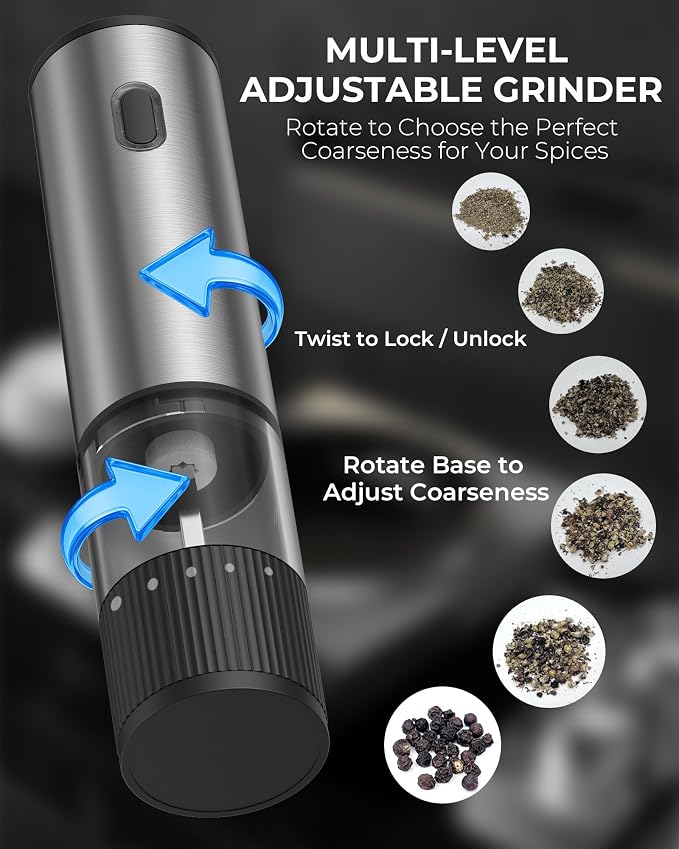 Electric Salt and Pepper Grinder Set, USB Rechargeable Salt and Pepper Shaker - Image 4