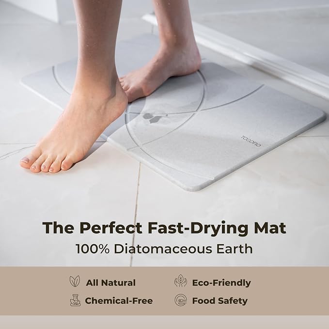 TOSORO - Stone Bath Mat Diatomaceous Earth Shower Mat Non-Slip Super Absorbent - Image 4