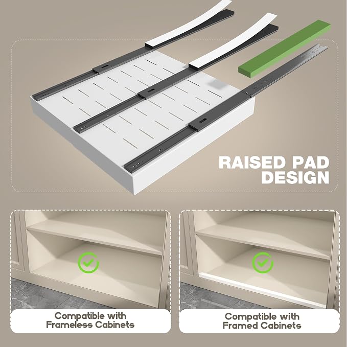 Seinloes 1 Pack Pull Out Cabinet Organizer 21" Deep, Full Extension 3 Slide - Image 2