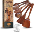 6-Piece Teak Wooden Cooking Utensils Set – Heat-Resistant Spoons & Spatulas | by Unknown