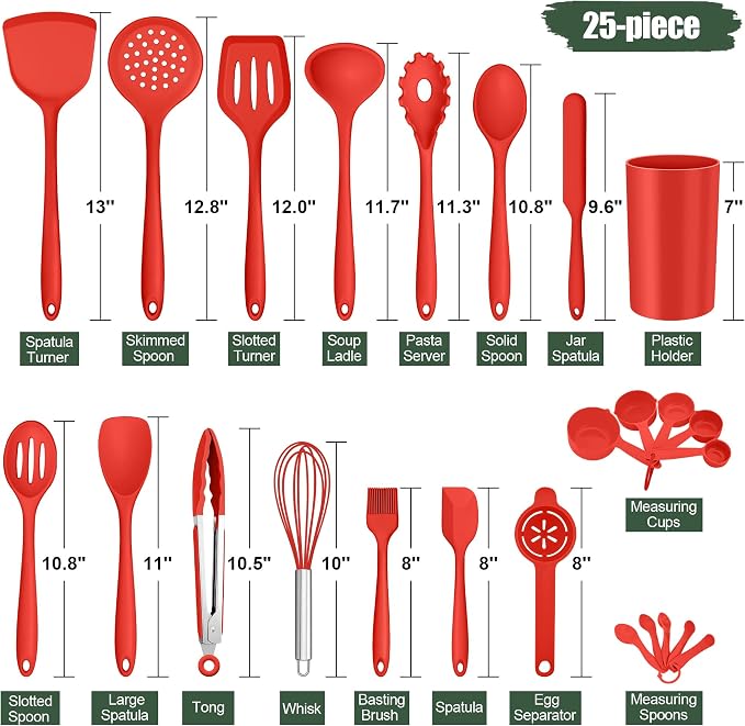 E-far Silicone Cooking Utensils Set, 25 Piece Kitchen Utensils - Image 2