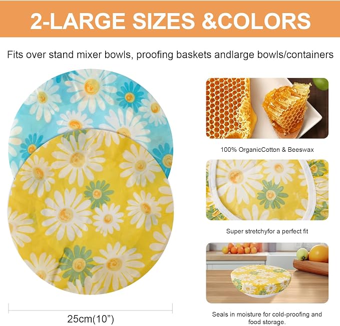 2Pcs Reusable Bowl Covers for Bread Proofing - Image 2