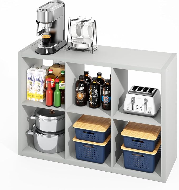 Furinno HERMITE Kitchen Island, 6-Cube Coffee Bar, Extra Thick Kitchen Storage - Image 4