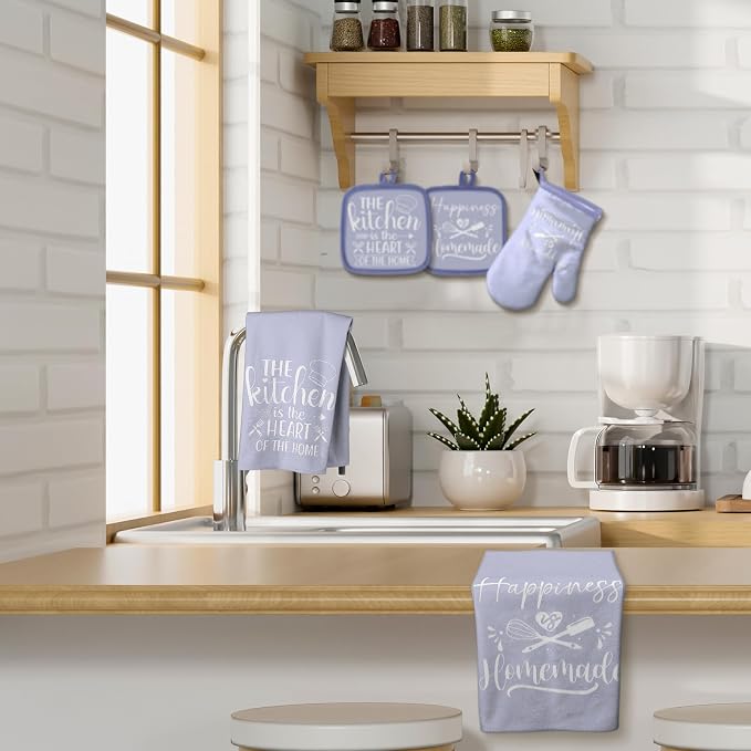 Sratte 6 Pcs Kitchen Decor Accessories Set Farmhouse Towels Pot Holders Oven - Image 7