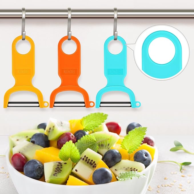 Original Vegetable Fruit Peeler Carbon Steel Blade 3 Pack Orange/Blue/Yellow… - Image 7