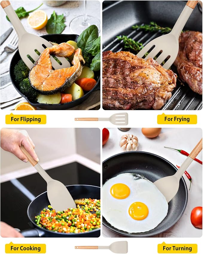 Pack of 2 Silicone Cooking Spatula, Heat Resistant Solid Turner, Non Stick - Image 4