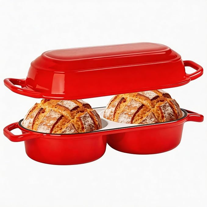 Mini Double Dutch Oven For Sourdough Bread Baking, 2.2QT Enameled Cast Iron - Image 9