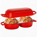 Mini Double Dutch Oven For Sourdough Bread Baking, 2.2QT Enameled Cast Iron by ONKO