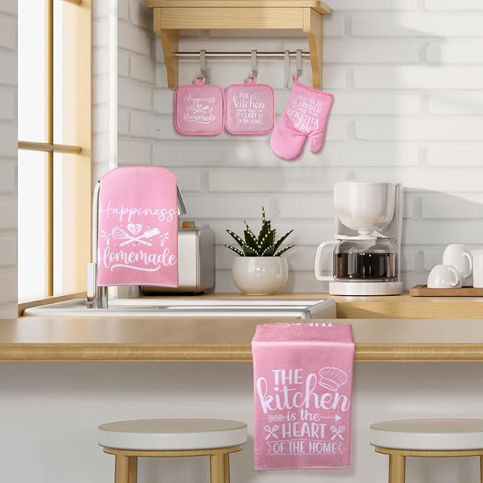 Sratte 6 Pcs Kitchen Decor Accessories Set Farmhouse Towels Pot Holders Oven - Image 7
