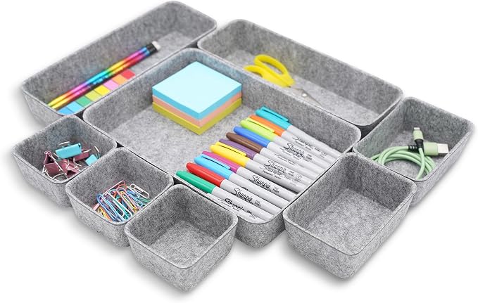 Welaxy Desk Drawer organizers tray Felt storage bins aesthetics room décor by Welaxy