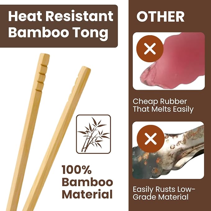 Wooden Toaster Tongs 2 PCs | Bamboo Kitchen Utensils - Image 7
