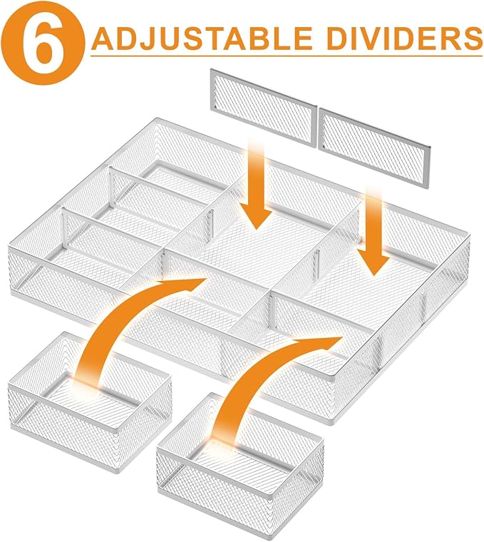 Marbrasse 3 Packs White Desk Drawer Organizers, Drawer Organizer Tray - Image 2