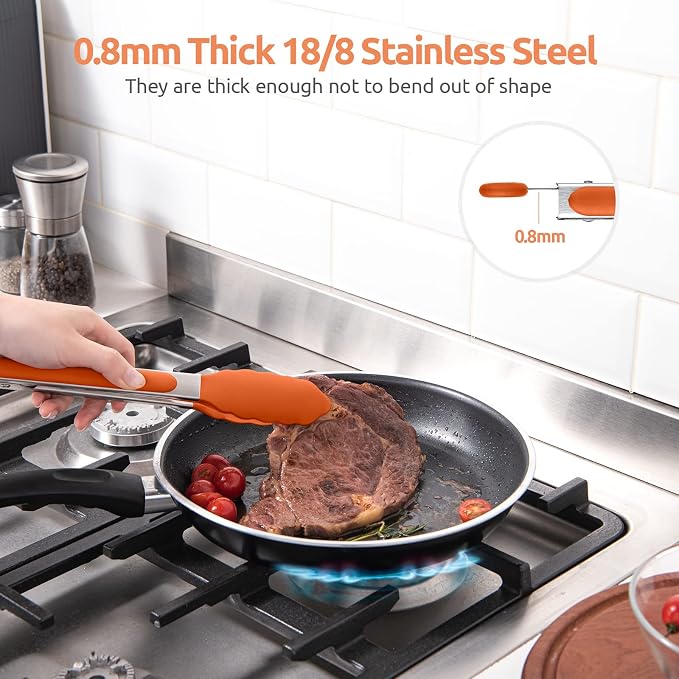 600ºF Heat Resistant Kitchen Tongs: U-Taste 9 inch Silicone Cooking Tong - Image 5
