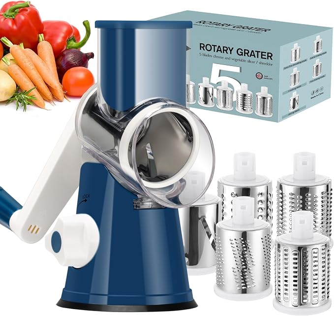 Ourokhome Rotary Cheese Grater Hand Crank, Kitchen Shredder Speed Mandolin by Ourokhome