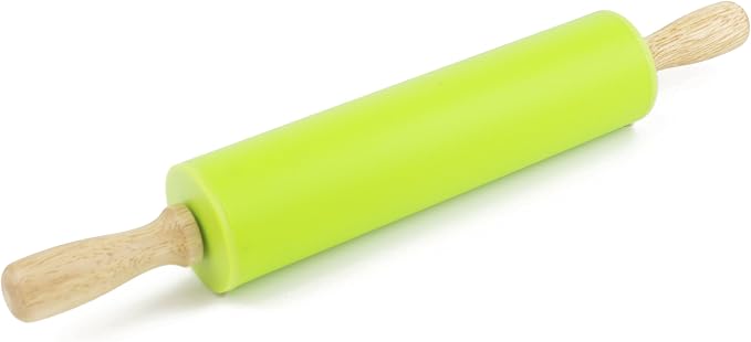 Silicone Rolling Pin for Baking Non-stick Rolling Pin Dough Roller Wooden by Remeel