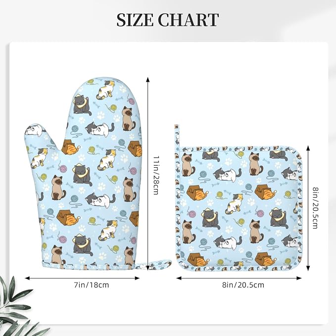 Cute Cat Oven Mitts and Pot Holders Set - Image 5