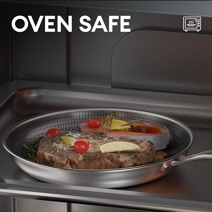 COOKER KING 10-Inch Stainless Steel Pan, Hybrid Nonstick Frying Pan, 3-Ply Clad - Image 6
