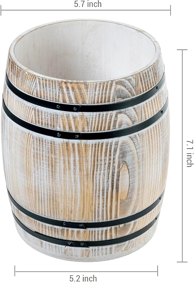 MyGift Wine Barrel Design Kitchen Utensil Holder Crock, Vintage White Washed - Image 5