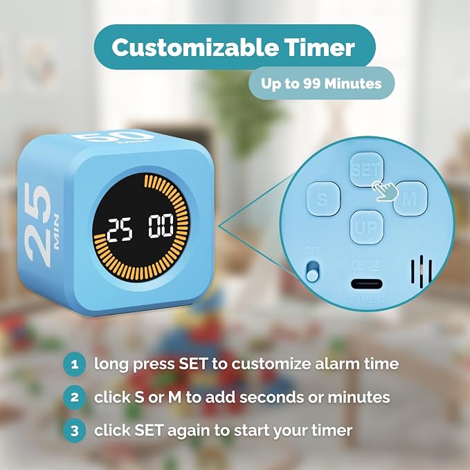 KADAMS Pomodoro Cube Timer Productivity Visual Timer - Image 6