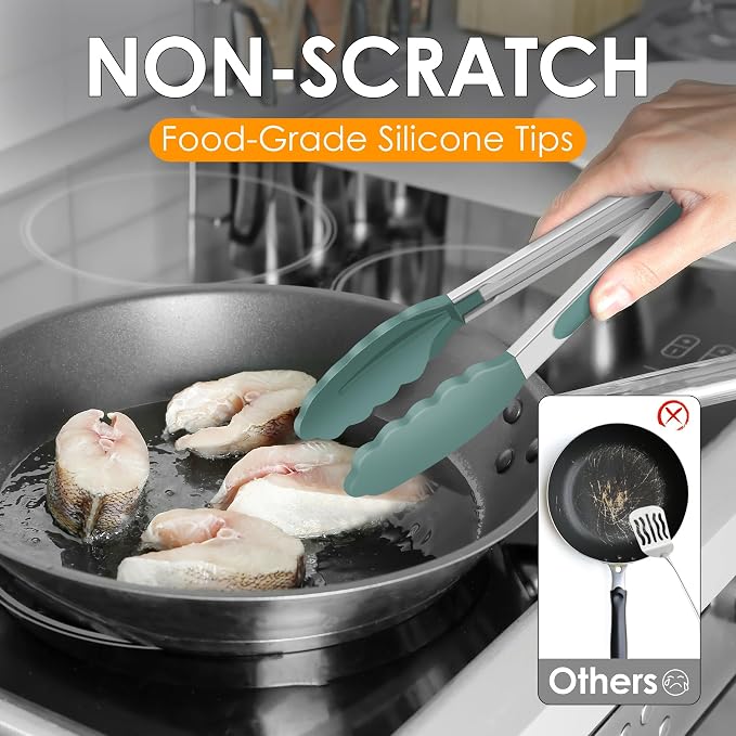 HOTEC Premium Stainless Steel Locking Kitchen Tongs - Image 4
