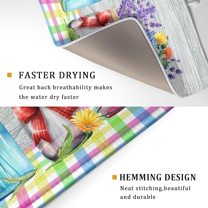 Kawani Spring Summer Flowers Dish Drying Mat - Image 3