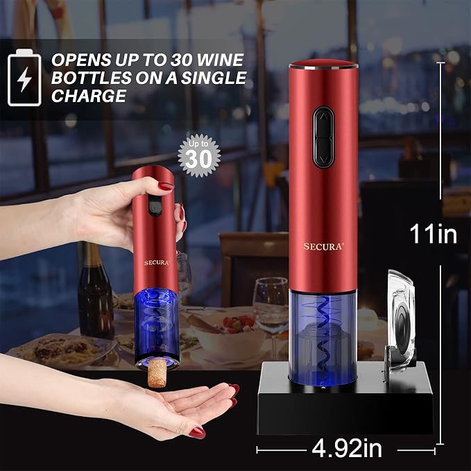 Secura Electric Wine Opener, Automatic Electric Wine Bottle Corkscrew Opener - Image 4