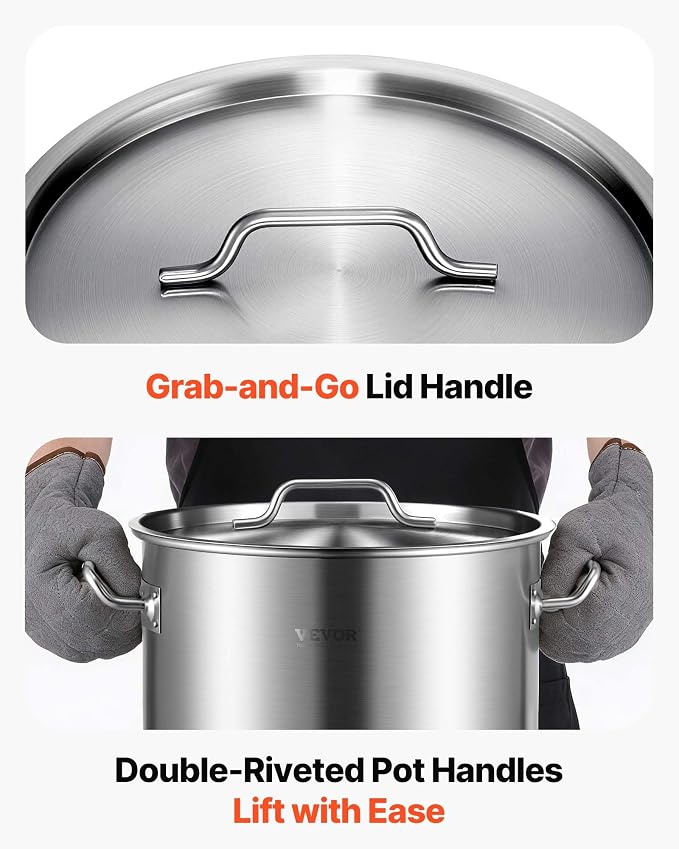 VEVOR Stainless Steel Stockpot, 42 Quart Large Cooking Pots, Cookware Sauce Pot - Image 10