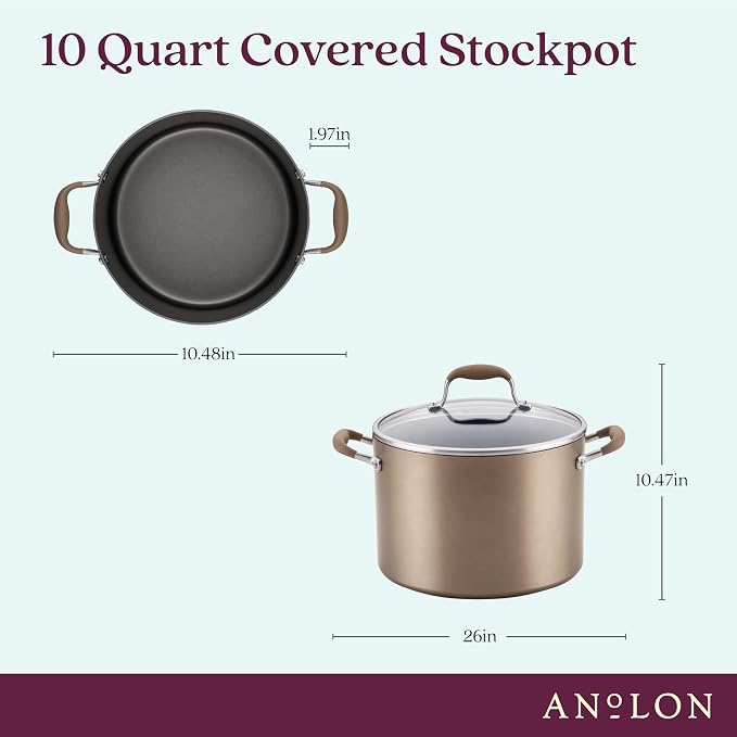 Anolon Advanced Home Hard-Anodized Nonstick Wide Stock Pot/Stockpot - Image 2