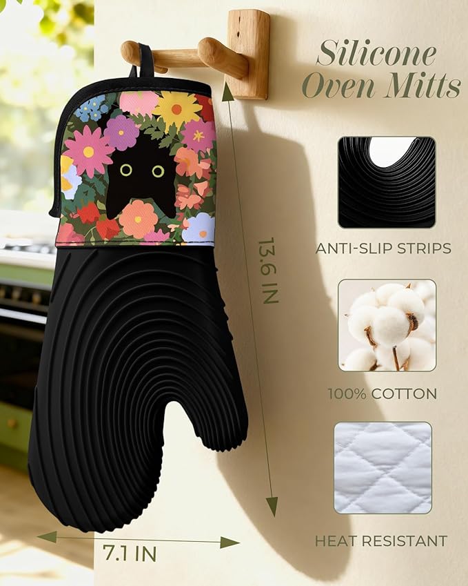 Slohif Long Silicone Oven Mitts Heat Resistant - Image 2