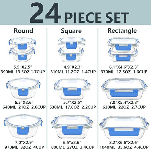 12 Pack Glass Food Storage Container Set - Image 2