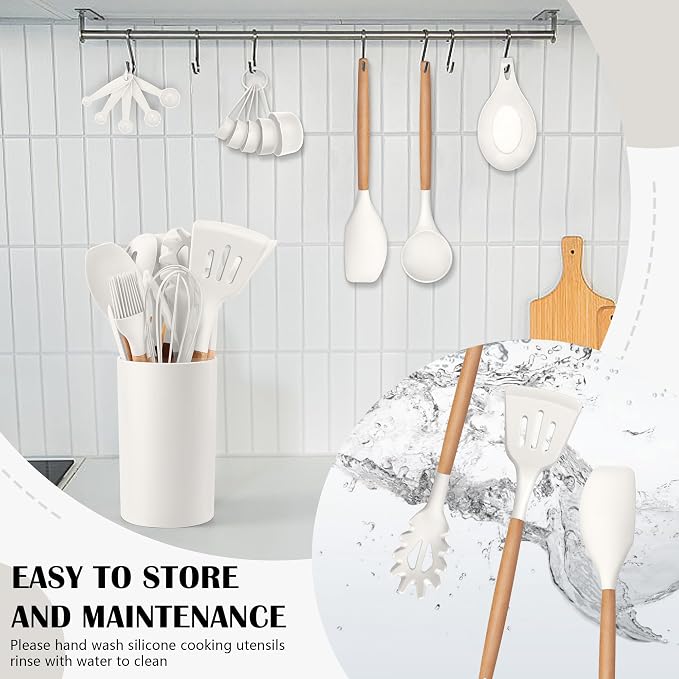 HaWare Kitchen Cooking Utensils Set, 23-Piece Silicone Kitchen Utensils Spatula - Image 7