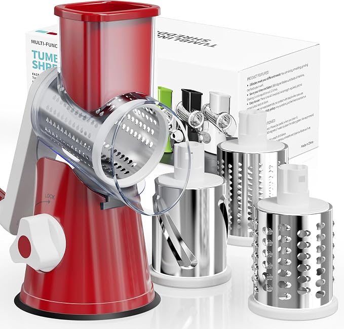 Cheese Grater Hand Crank, Rotary Cheese Shredder by Nexsujo