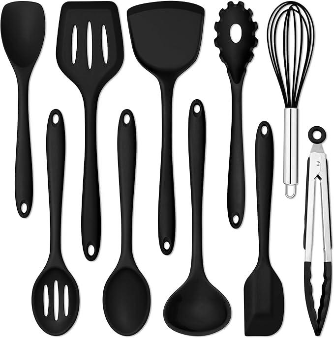 E-far 10 Pieces Silicone Cooking Utensils Set, Heat Resistant Kitchen Utensil by E-far