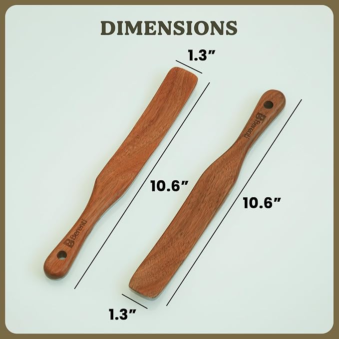 2Pcs Wooden Skinny Spurtle Set for Jars, Premium Natural Acacia Wood Tool for - Image 2