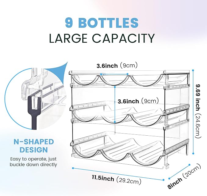 spospo Water Bottle Organizer for Cabinet, 3 Pack Water Bottle Organization and - Image 3