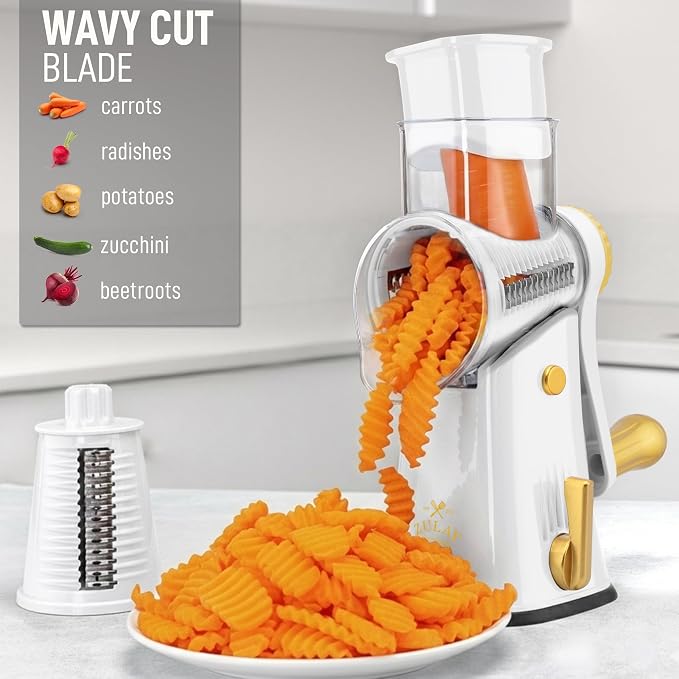 Zulay Kitchen Rotary Cheese Grater 5 Blade Cheese Shredder - Image 4