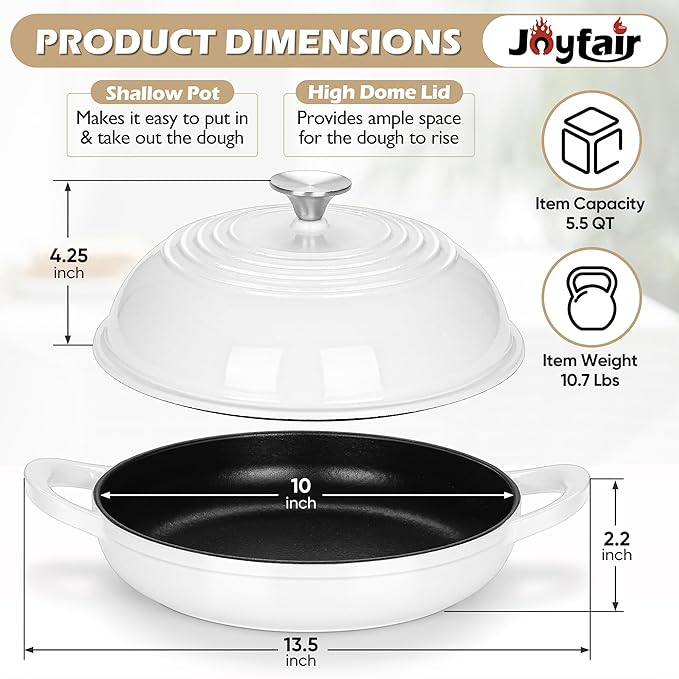 Bread Dutch Oven for Sourdough Baking, Joyfair Enameled Cast Iron Dutch Oven Pot - Image 7