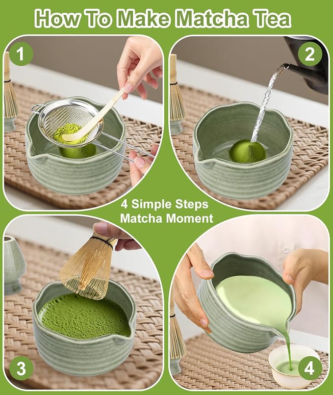 JBER Matcha Whisk Set, Ceramic Matcha Set Includes Matcha Bowl, Matcha Whisk - Image 5