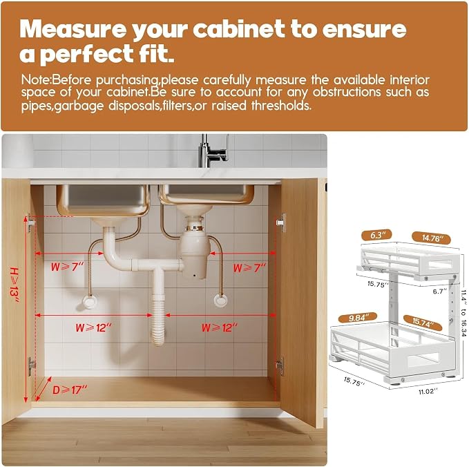1-Pack Under Sink Organizers and Storage, 2-Tier L Shape Pull Out Cabinet - Image 2
